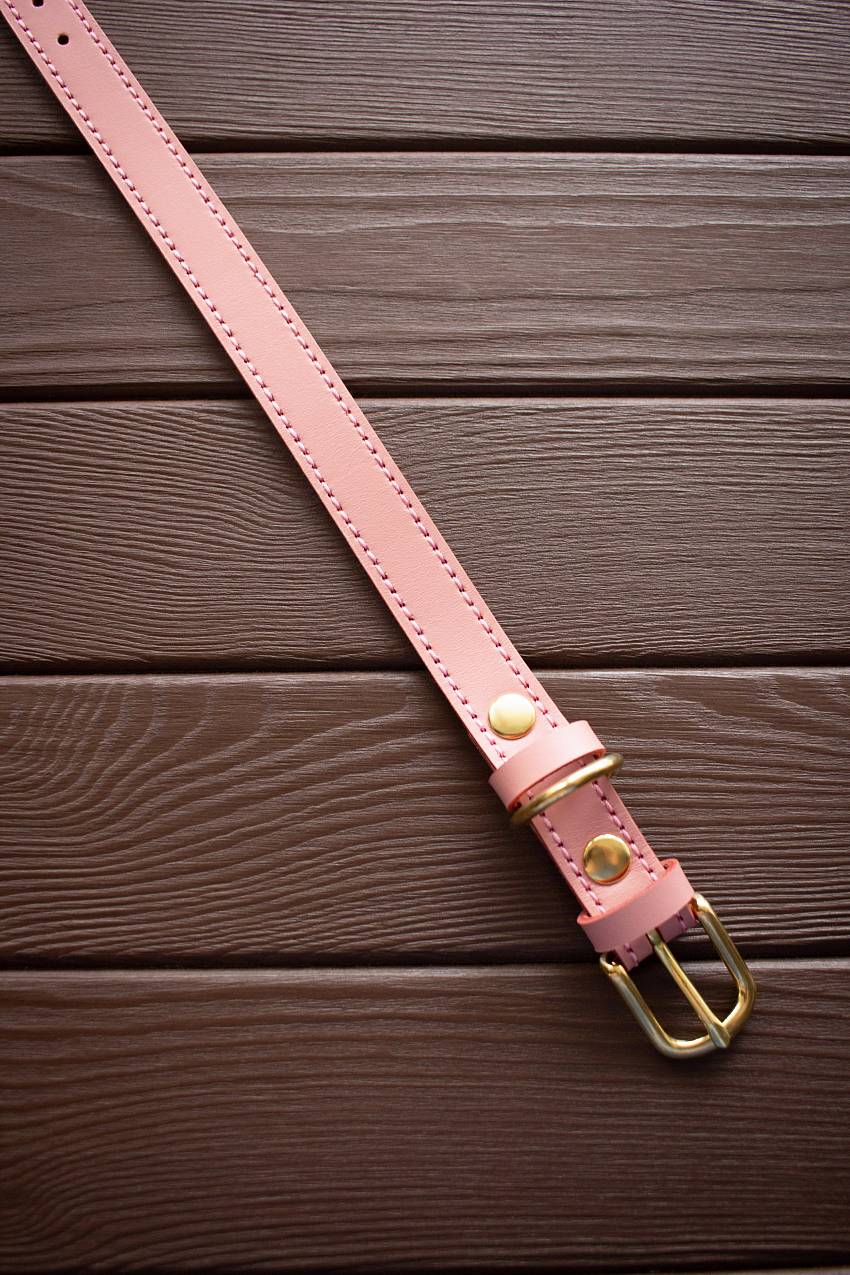 Купить нежно-розовый кожаный ошейник для собаки в интернет-магазине «Arctic Lion»